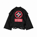 DISTRESSED BLACK LONGSLEEVE "NO SMOKING"